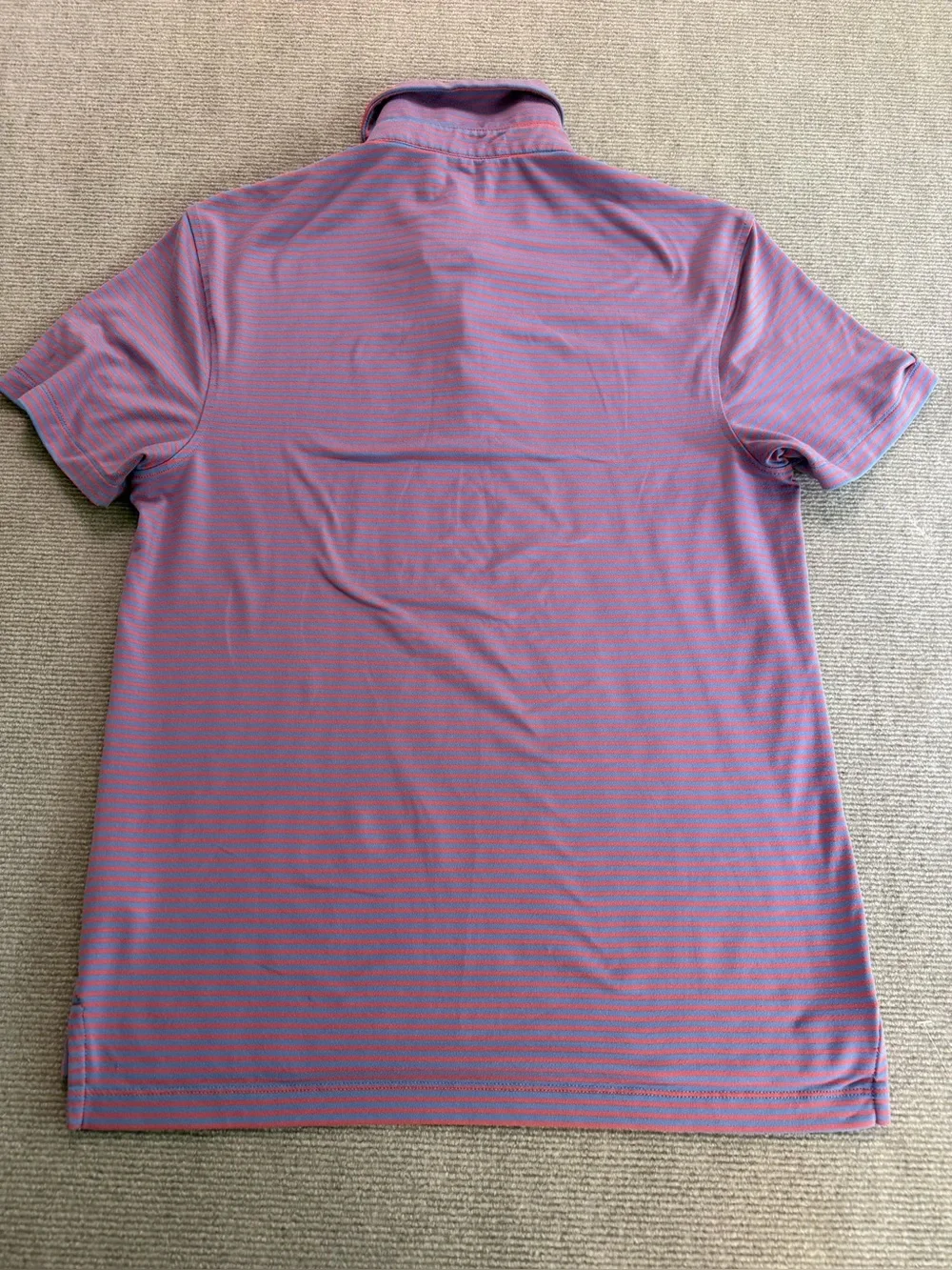 J.Crew Performance Striped Golf Polo Shirt Blue Pink Short Sleeve Size Small